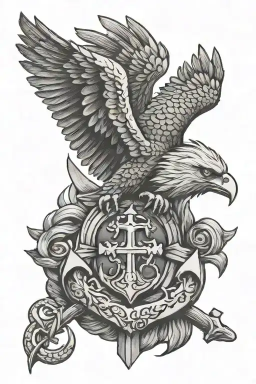 Eagle And Anchor Intertwined