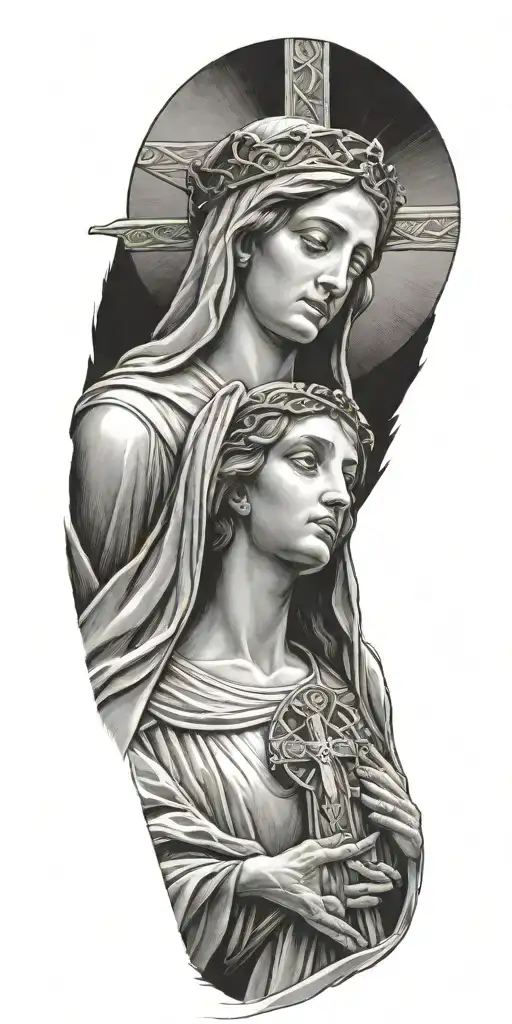 The Virgin Mary Looking Up At Jesus On The Cross