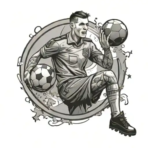 A Soccer Player In Military Uniform Holding A Soccer Trophy