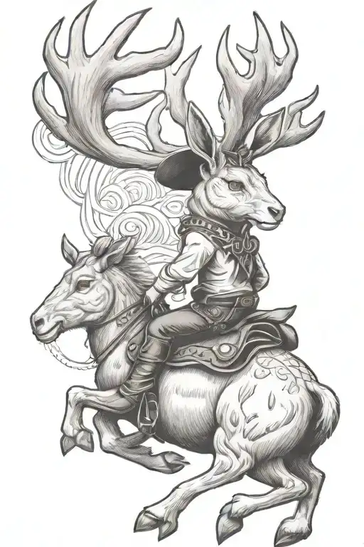 Cowboy Riding A Jackalope