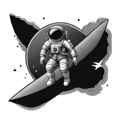 Astronaut Sitting On The Moon With A Paper Airplane