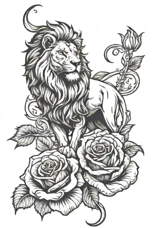Lion And Rose Intertwined