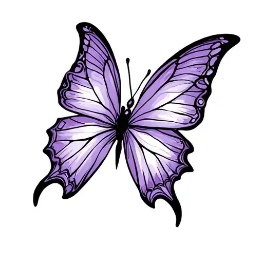 Purple Butterfly Fine Line Art