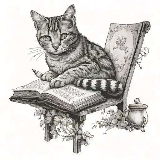 A Garden Scene With A Book And A Cat Lounging In The Sun