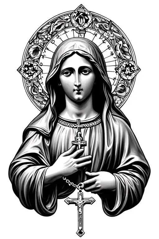 Rosary With The Virgin Mary Inside The Neck Loop