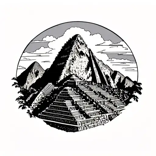 Machu Picchu Silhouette Line Fine Line Simple