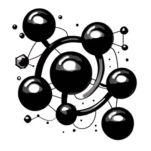 Dopamine Molecule With Geometric Circles And Triangles Shapes Around In Fine Line