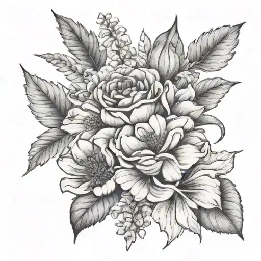 Jan June Aug Birth Flower Bouquet