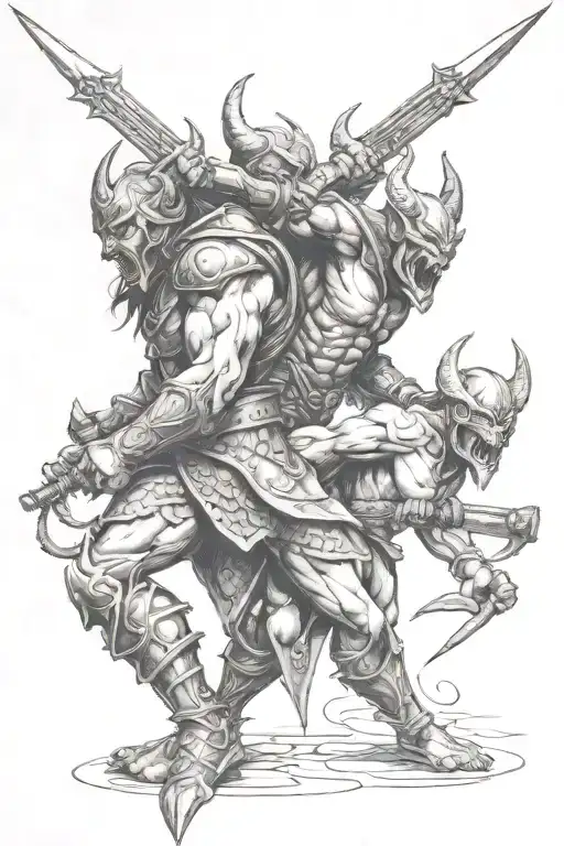 Warrior And Demon Fighting