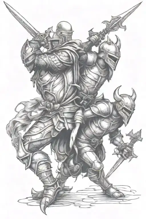 Knight And Demon Fighting