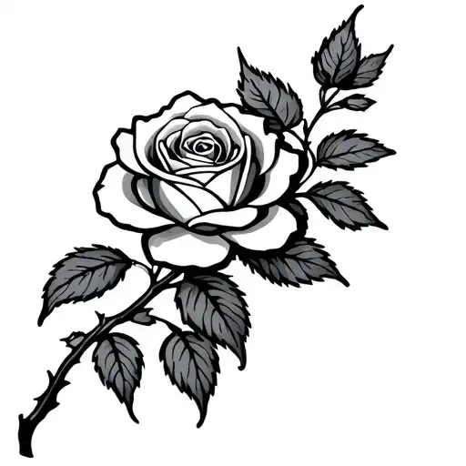 Simple Lining Rose Growing Same Branch