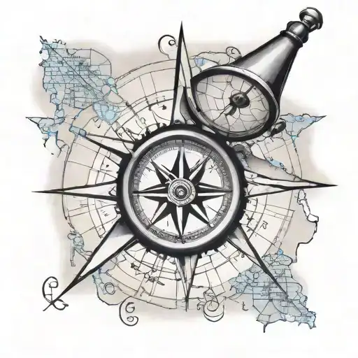 A Music Sheet With A Compass Rose And A Map Overlay