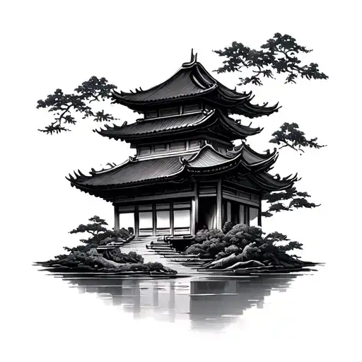 Bamboo And Chinese Temple