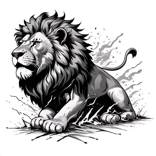 Lion Breaking Through Skin