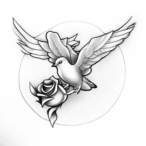 Dove With Hands And Rose