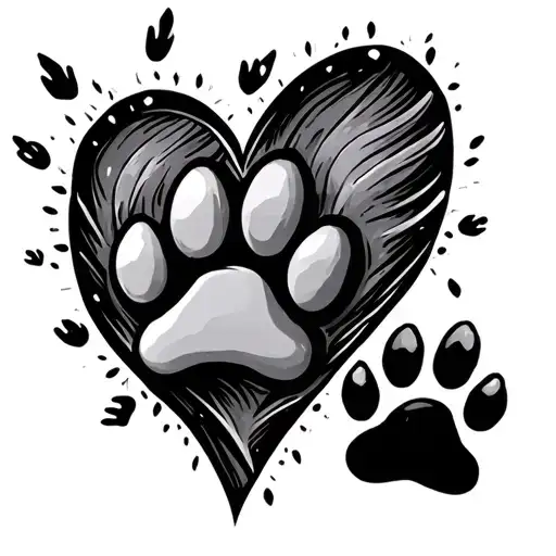 Dog Paw Print And Heart