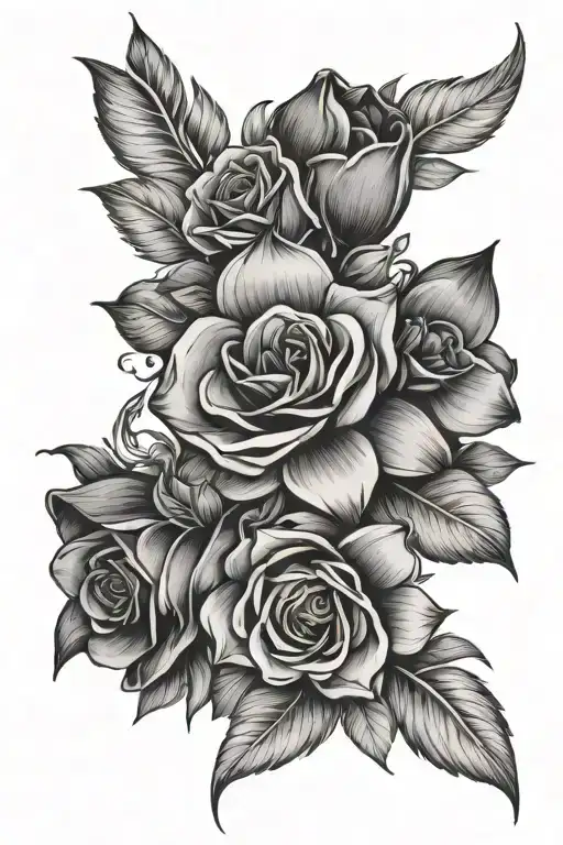 Black Wrap Around Bands With Flowers On Forearm