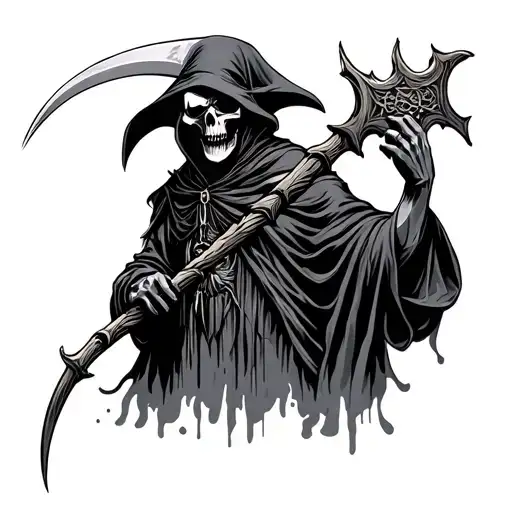 Grim Reaper Holding A Scythe