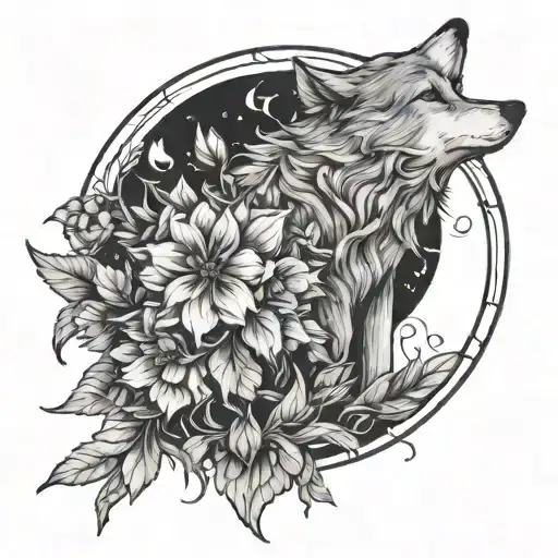 Wolf Moon Flower Intertwined