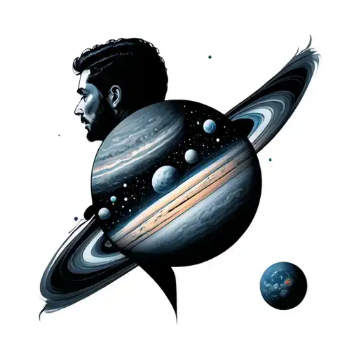 Interstellar Planet On The Very Arm Of A Man And A Female Tattoo Design