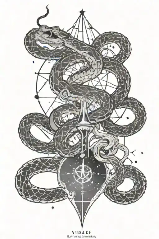 Snake Skeleton And Virgo Constellation