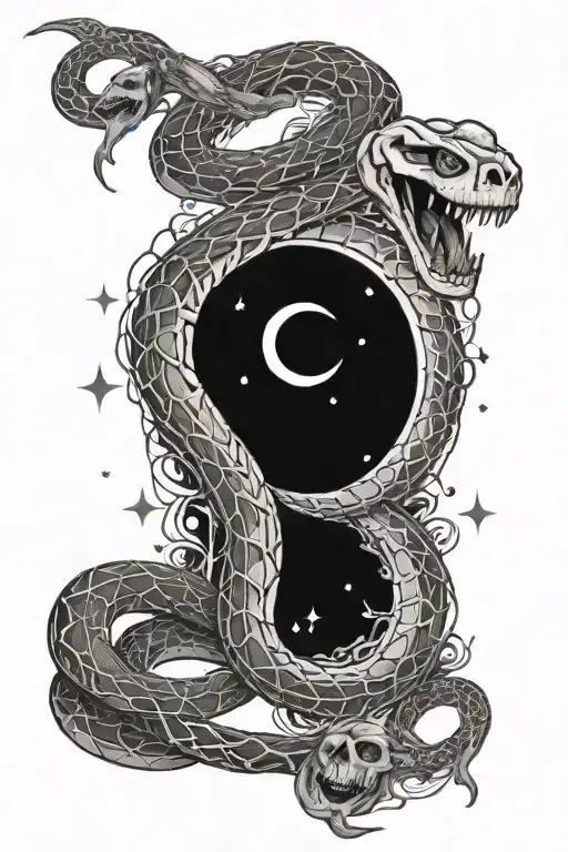 Snake Skeleton With Virgo Constellation