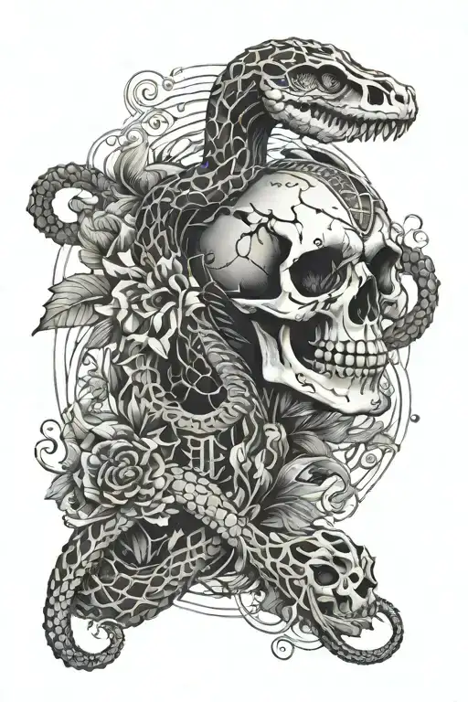 Snake Skeleton With Virgo Constellation
