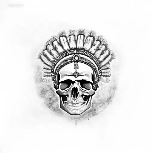 Skull With An Indian Headdress