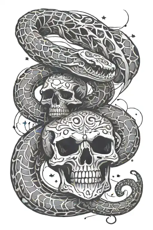 Snake Skeleton With Virgo Constellation