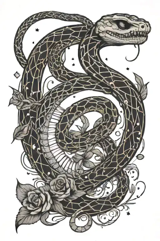 Snake Skeleton With Virgo Constellation