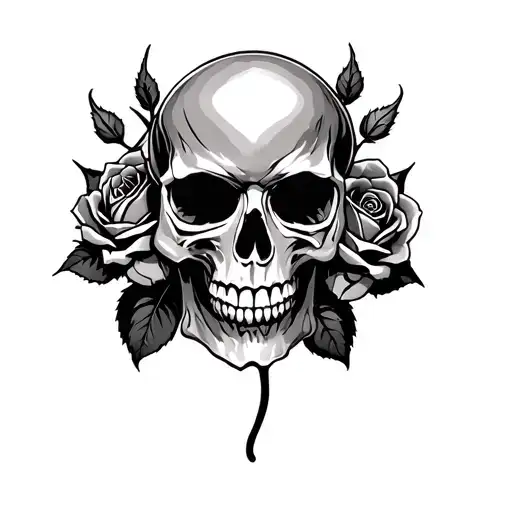 Skull And Thorny Roses