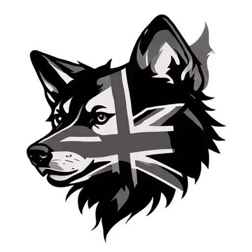Wolf Silhouette With Unionjack Inside