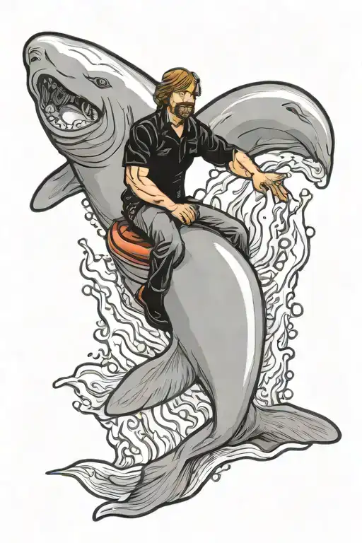 Chuck Norris Cartoon Riding Beluga Whale