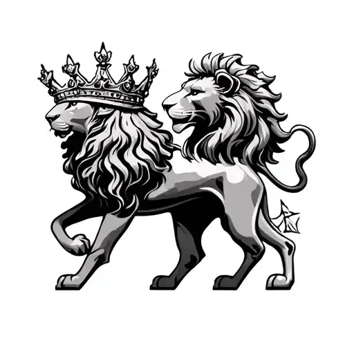 Queen Crown With Lion And Cappricorn