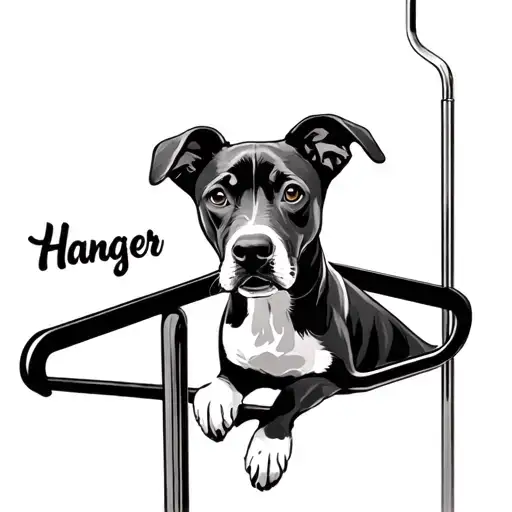 Portrait Of Dog In A Clothes Hanger Because His Name's Hanger