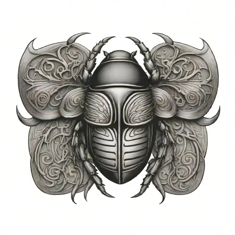Scarab Beetle With Toa Initials Intertwined