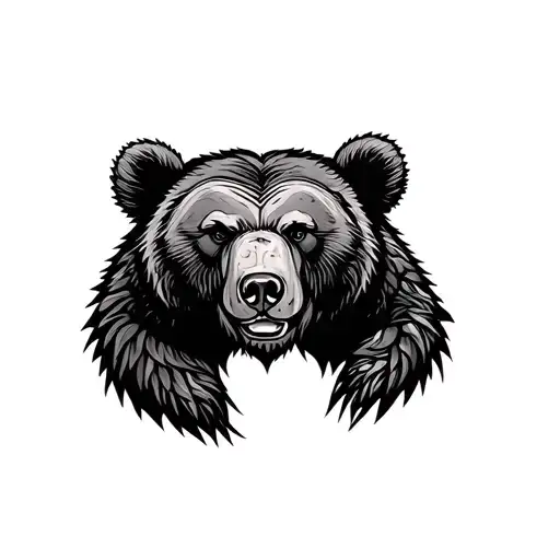 Fusion Of Bear And Pacific Islander Tattoo Style