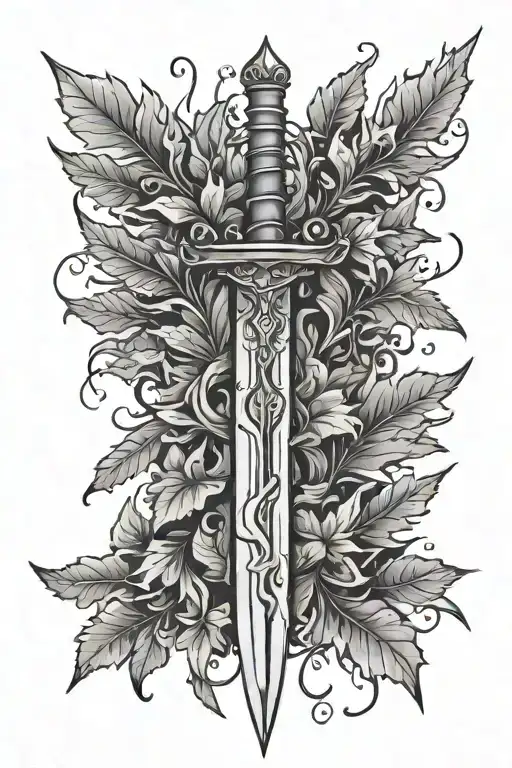 Sword Surrounded By Leaves