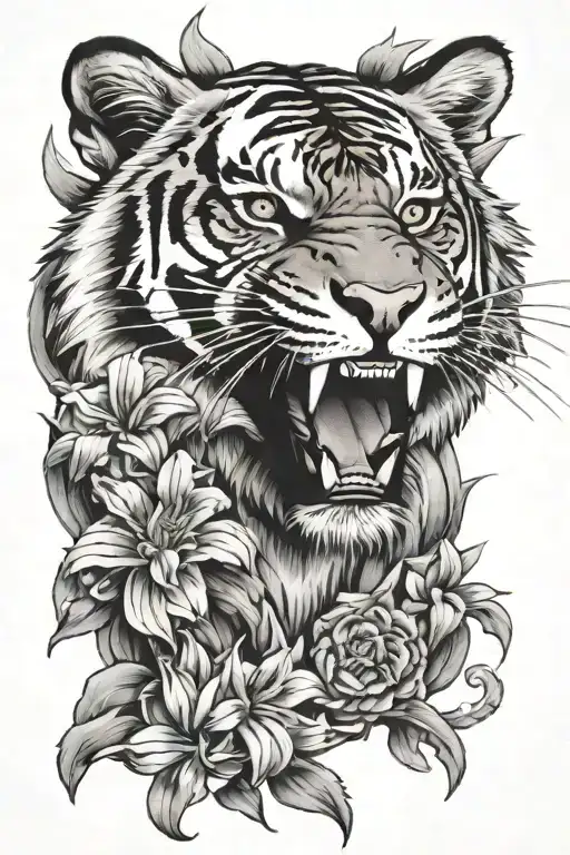 Tiger Half Sleeve Tattoo Design