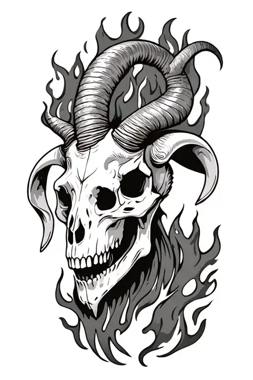 Capricorn Goat Skull Fire