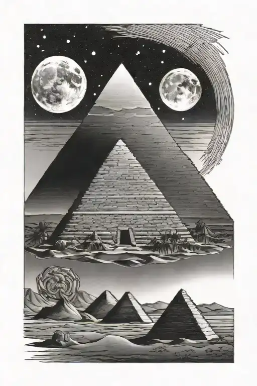 Egypt Pyramid Moon