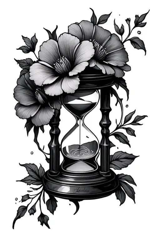 Flowers And Broken Hourglass