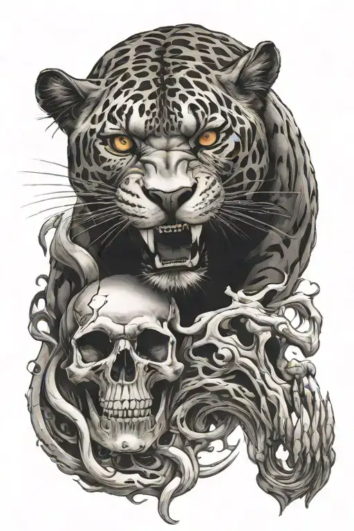 God Vs Panther And Skull Splitting