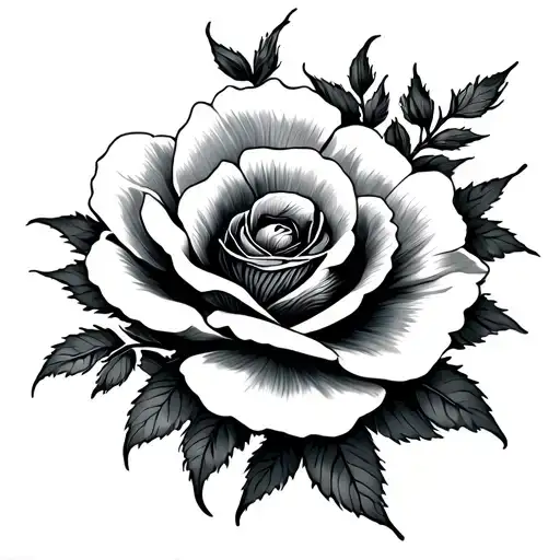 Poppy Flower And Rose Intertwined