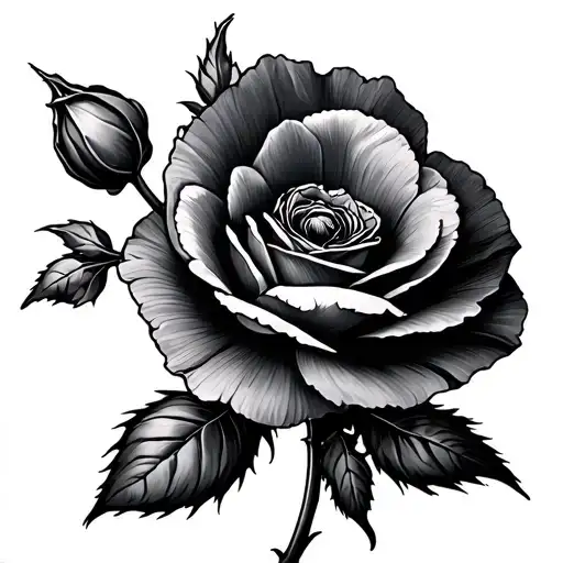 Poppy Flower And Rose With Stems