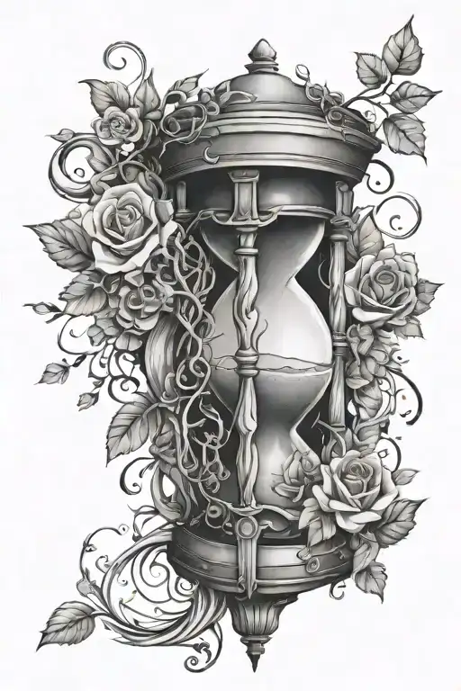 Hourglass And Vines Coming Up The Arm