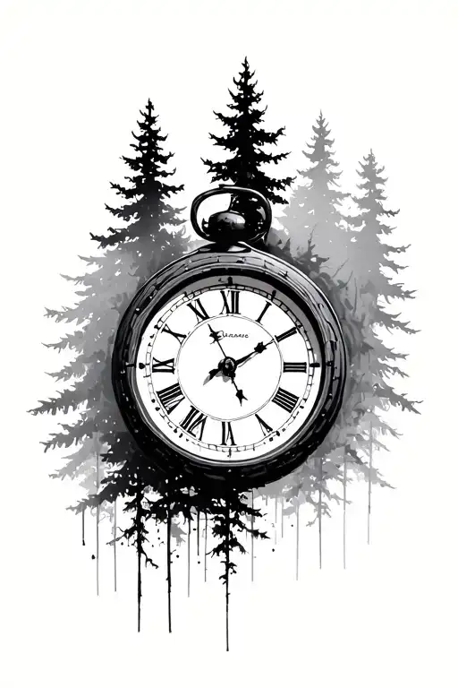 Clock With Trees Background Looking