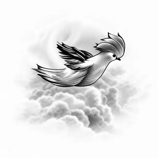 Detailed Dove With Clouds