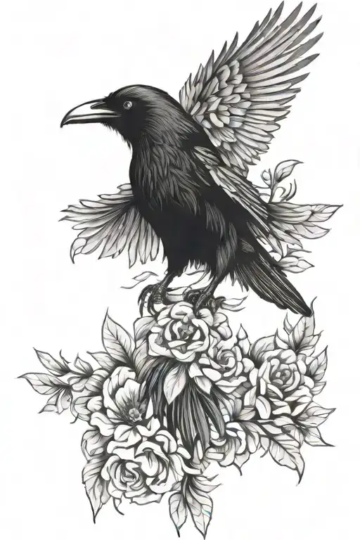 Raven With Florals