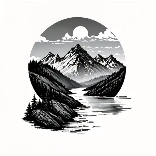 Mountain With River Flowing